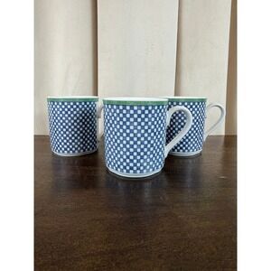 Villeroy and Boch Set of THREE (3) Switch 3 Casteel Blue Gingham Mugs Germany